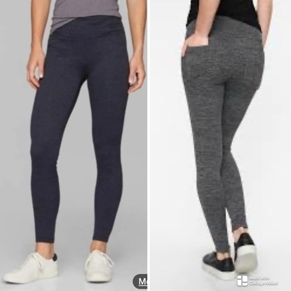 Athleta navy blue herringbone metro high rise leggings with pockets - Picture 1 of 6